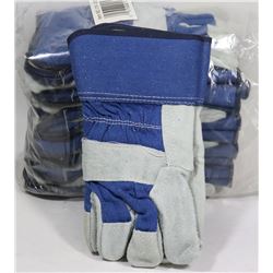 BUNDLE OF 12 WORK GLOVES, LEATHER PALM