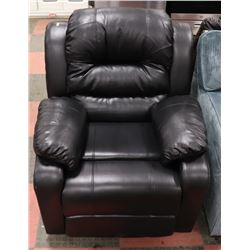 NEW BLACK LEATHERETTE RECLINING SOFA CHAIR