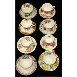 8 SETS OF VARIOUS CHINA CUPS AND SAUCERS
