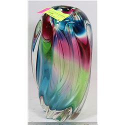 RAINBOW ARTGLASS VASE  9.5" TALL