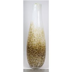 LARGE HANDBLOWN GLASS VASE - WHITE AND GOLD,
