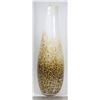 Image 1 : LARGE HANDBLOWN GLASS VASE - WHITE AND GOLD,