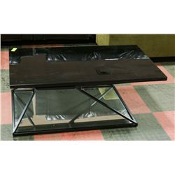 BLACK GLASS COFFEE TABLE   44" X 26" X 16"
