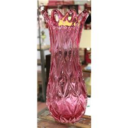 ORNATE ART GLASS VASE - 17" TALL