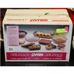 NEW IN BOX 14 PIECE PYREX ORIGINALS, BAKE N STORE