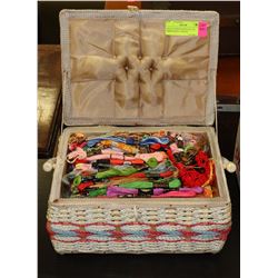 ESTATE SEWING BOX FULL OF EMBROIDERY THREAD