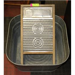 ANTIQUE WASHBOARD AND WASH TUB