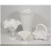 Image 1 : BOX W/MILK GLASS COLLECTIBLE GLASSWARE -