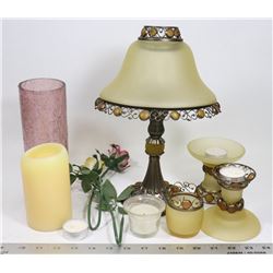 BOX WITH A  6-PC PARTYLITE SET & 2 GLASS