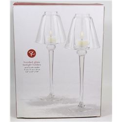 HOODED GLASS TEA LIGHT HOLDERS