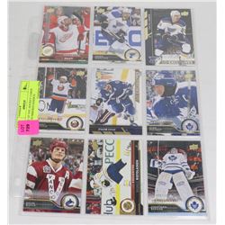 SHEET OF NHL HOCKEY CARDS WITH NUMBERED INSERTS