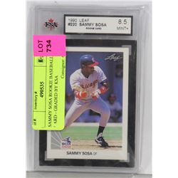 SAMMY SOSA ROOKIE BASEBALL CARD - GRADED BY KSA