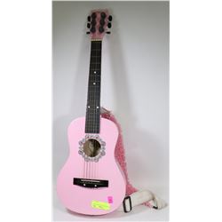 PINK CHILDS GUITAR WITH STRAP