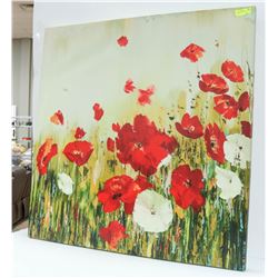 STRETCHED CANVAS OF POPPIES   39.5" X 39.5"