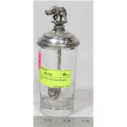 LUCKY ELEPHANT SUGAR SPOON AND GLASS