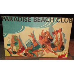 CANVAS PICTURE OF RETRO SCENE - PARADISE BEACH