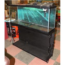 AQUARIUM WITH STAND, FILTER AND LED LIGHTS.