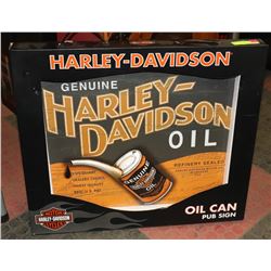HARLEY DAVDISON OIL CAN PUB SIGN 22 X 19