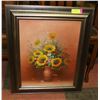 Image 1 : FRAMED OIL ON CANVAS SUNFLOWER PAINTING 22" X 26"