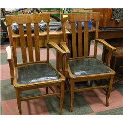 2PCS OF ANTIQUE SIDE CHAIR WITH ARMS