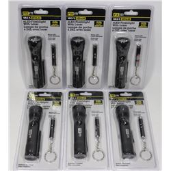CASE OF 6 FIX IT LED FLASHLIGHTS WITH LASER AND