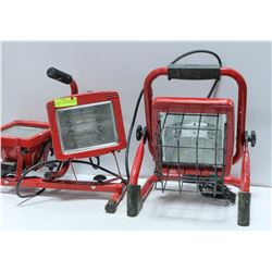 LOT OF 2 FLOOR BASE WORK LIGHTS RED IN COLOR