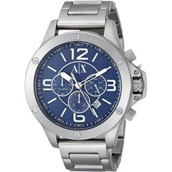 NEW ARMANI EXCHANGE 48MM SILVER TONE MSRP $329