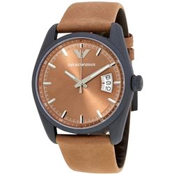 NEW ARMANI BROWN DIAL LEATHER STRAP WATCH MSRP$345