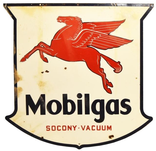 Large Mobilgas Pegasus Double Sided Porcelain Sign