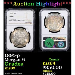 ***Auction Highlight*** NGC 1891-p Morgan Dollar $1 Graded ms63 By NGC (fc)