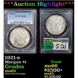 ***Auction Highlight*** PCGS 1921-s Morgan Dollar $1 Graded ms65 By PCGS (fc)