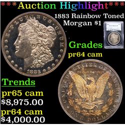 Proof ***Auction Highlight*** PCGS 1883 Rainbow Toned Morgan Dollar $1 Graded pr64 cam By PCGS (fc)