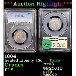 Proof ***Auction Highlight*** PCGS 1884 Seated Liberty Quarter 25c Graded pr61 By PCGS (fc)