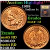 Image 1 : ***Auction Highlight*** 1908 Indian Cent 1c Graded Choice+ Unc RD By USCG (fc)