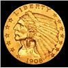 Image 2 : ***Auction Highlight*** 1908-p Gold Indian Quarter Eagle $2 1/2 Graded Select Unc By USCG (fc)