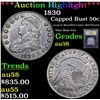 Image 1 : ***Auction Highlight*** 1830 Capped Bust Half Dollar 50c Graded Choice AU/BU Slider By USCG (fc)