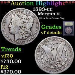 ***Auction Highlight*** 1893-cc Morgan Dollar $1 Graded vf details By USCG (fc)