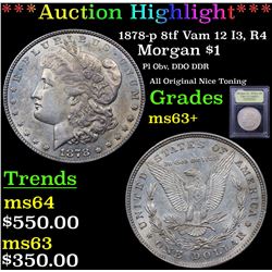 ***Auction Highlight*** 1878-p 8tf Vam 12 I3, R4 Morgan Dollar $1 Graded Select+ Unc By USCG (fc)