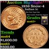 Image 1 : ***Auction Highlight*** 1859 Snow-4 Indian Cent 1c Graded Select+ Unc By USCG (fc)