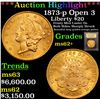 Image 1 : ***Auction Highlight*** 1873-p Open 3 Gold Liberty Double Eagle $20 Graded Select Unc By USCG (fc)