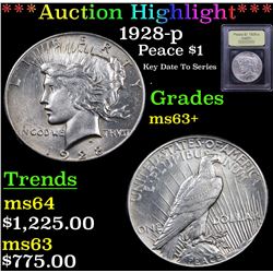 ***Auction Highlight*** 1928-p Peace Dollar $1 Graded Select+ Unc By USCG (fc)