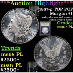 ***Auction Highlight*** 1887-p TOP POP Morgan Dollar $1 Graded GEM++ PL By USCG (fc)