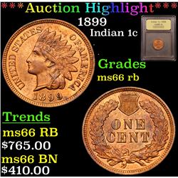 ***Auction Highlight*** 1899 Indian Cent 1c Graded GEM+ Unc RB By USCG (fc)