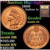 Image 1 : ***Auction Highlight*** 1899 Indian Cent 1c Graded GEM+ Unc RB By USCG (fc)