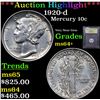 Image 1 : ***Auction Highlight*** 1920-d Mercury Dime 10c Graded Choice+ Unc By USCG (fc)