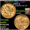 Image 1 : ***Auction Highlight*** 1907-p Gold Liberty Quarter Eagle $2 1/2 Graded Choice Unc By USCG (fc)