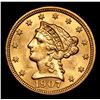 Image 2 : ***Auction Highlight*** 1907-p Gold Liberty Quarter Eagle $2 1/2 Graded Choice Unc By USCG (fc)