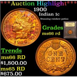 ***Auction Highlight*** 1900 Indian Cent 1c Graded GEM+ Unc RD By USCG (fc)