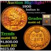 Image 1 : ***Auction Highlight*** 1900 Indian Cent 1c Graded GEM+ Unc RD By USCG (fc)