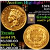 Image 1 : ***Auction Highlight*** 1874 Three Dollar Gold .$3 Graded Select Unc+ PL By USCG (fc)